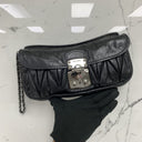 Miu Miu Black Leather Gather Chain Wristlet Clutch, photo 1