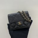 Chanel SLG Caviar Skin Chain Classic Flap Card Case Black