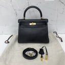 Hermès Black Kelly 25, Swift X Stamp Shoulder