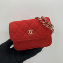 Chanel Micro Clutch With Chain In Red Quilted Jersey H52laux2, photo 1