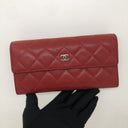 Chanel Red Caviar Skin Long Wallet SHW