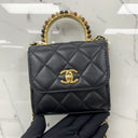 Chanel Black Lambskin Mini Top Handle Chain Shoulder