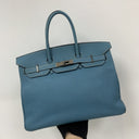Hermès Blue Birkin 35 Clemence PHW □h No Clochette/lock/key