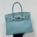 Hermès Blue Birkin 30 Epsom T Stamp Atoll PHW