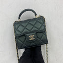 Chanel Green Mini Matelasse Lambskin Green With Mirror