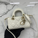 Dior White Leather Cannage D-joy 3 Way Micro GHW Shoulder