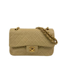 Chanel Beige Calfskin Classic Double Flap Chain Shoulder
