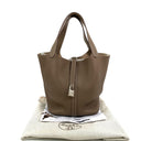 Hermès Etoupe Clemence Calfskin Palladium Plated Metal Picotin 22 Stamp Y Handbag Y