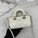 Dior White Leather Cannage D-joy 3 Way Micro GHW Shoulder