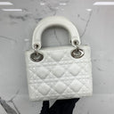 Dior Lady Mini White SHW (nylon Interior) Lambskin