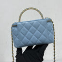 Chanel Blue Matelasse Chain Shoulder Vanity GHW