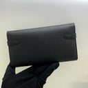 Hermès SLG Kelly Wallet Empsom GHW T Stamp Black Nori