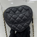 Chanel Black Matelasse Lambskin Heart Chain Shoulder GHW