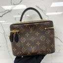 Louis Vuitton Brown Leather Reverse Monogram Top Handle Chain Shoulder Vanity PM