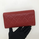 Chanel Red Caviar Skin Long Wallet SHW
