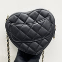 Chanel Black Matelasse Lambskin Heart Chain Shoulder SHW