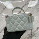 Chanel Light Blue Lambskin Vanity Top Handle 16Cm With Card, No.31
