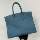 Hermès Blue Birkin 35 Clemence PHW □h No Clochette/lock/key