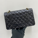 Chanel Matelasse Caviar Skin Classic W Double Flap Medium 25Cm GHW Black