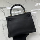 Hermès Black Kelly 25, Swift X Stamp Shoulder