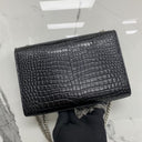 Saint Laurent Black Kate Croco Embossed Chain Shoulder SHW