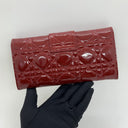 Dior Red Cannage Patent Wallet On Chain Red
