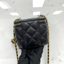 Chanel Black Matelasse Mini Vanity Chain Crush Shoulder W/mirror W/card No.31 10Cm
