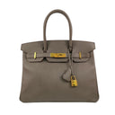 Hermès Grey Epsom Calfskin Gold Plated Metal Birkin 30 Stamp C Handbag C, photo 2