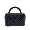 Chanel Black Lambskin Gold Tone Metal CC Chain Vanity Case CC