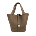 Hermès Etoupe Clemence Calfskin Palladium Plated Metal Picotin 22 Stamp Y Handbag Y
