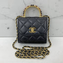 Chanel Black Lambskin Mini Top Handle Chain Shoulder