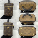 Louis Vuitton Brown Leather Reverse Monogram Top Handle Chain Shoulder Vanity PM