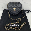 Chanel Black Matelasse Lambskin Heart Chain Shoulder GHW