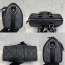 Louis Vuitton Monogram Black Leather Eclipse Keepall XS Shoulder