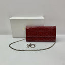 Dior Red Cannage Wallet On Chain Woc Patent Red