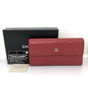 Chanel Red Caviar Skin Long Wallet SHW