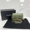 Chanel Green Lambskin Leather Matelasse Coco Crush 17Cm Mini Square Shoulder