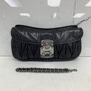 Miu Miu Black Leather Gather Chain Wristlet Clutch, photo 3