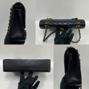 Chanel Matelasse Caviar Skin Classic W Double Flap Medium 25Cm GHW Black