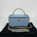 Chanel Blue Matelasse Chain Shoulder Vanity GHW