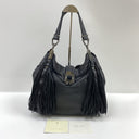 Céline Black Leather Dimitri Fringed Shoulder