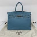 Hermès Blue Birkin 35 Clemence PHW □h No Clochette/lock/key