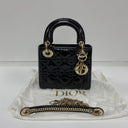 Dior Black Lady Mini Patent Flap Ver Shoulder