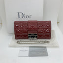 Dior Red Cannage Patent Wallet On Chain Red