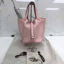 Hermès Picotin Lock 18 Rose Sakura Pink Taurillon Clemence PHW W Stamp With Lock & Key