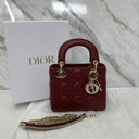 Dior Lady Mini (flap/suede) W/rhinestone Charms Red GHW