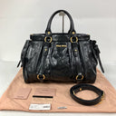 Miu Miu Black Leather Vitello Lux Tote Hand, photo 3