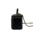 Chanel Black Lambskin Gold Tone Metal CC Chain Vanity Case CC