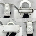 Dior Lady Mini White SHW (nylon Interior) Lambskin