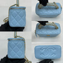 Chanel Blue Matelasse Chain Shoulder Vanity GHW